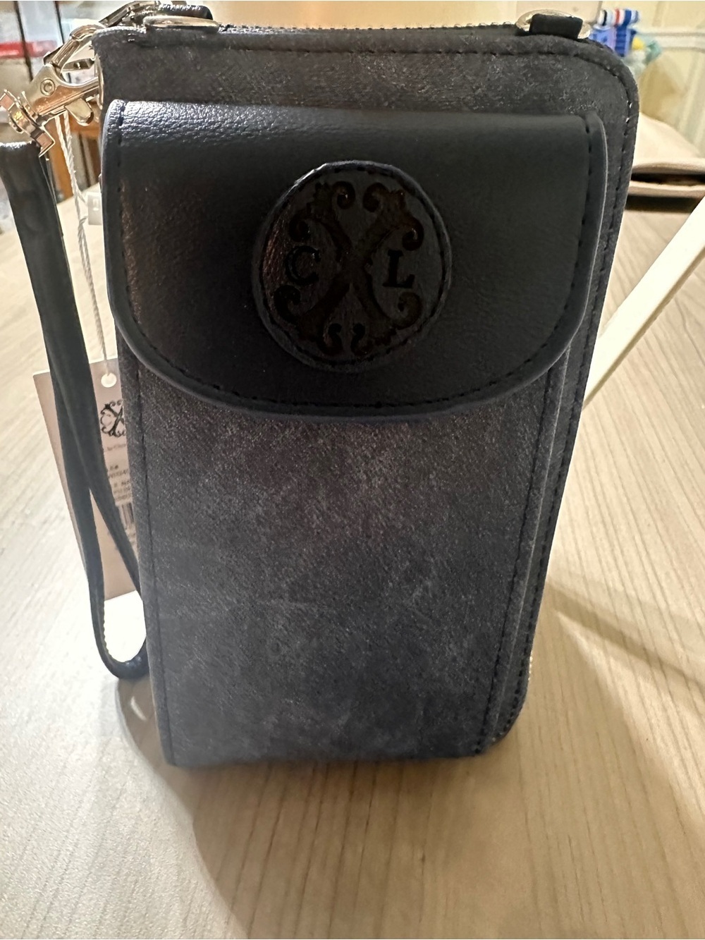 Christian Lacroix Indigo Denim Phone Crossbody Wristlet